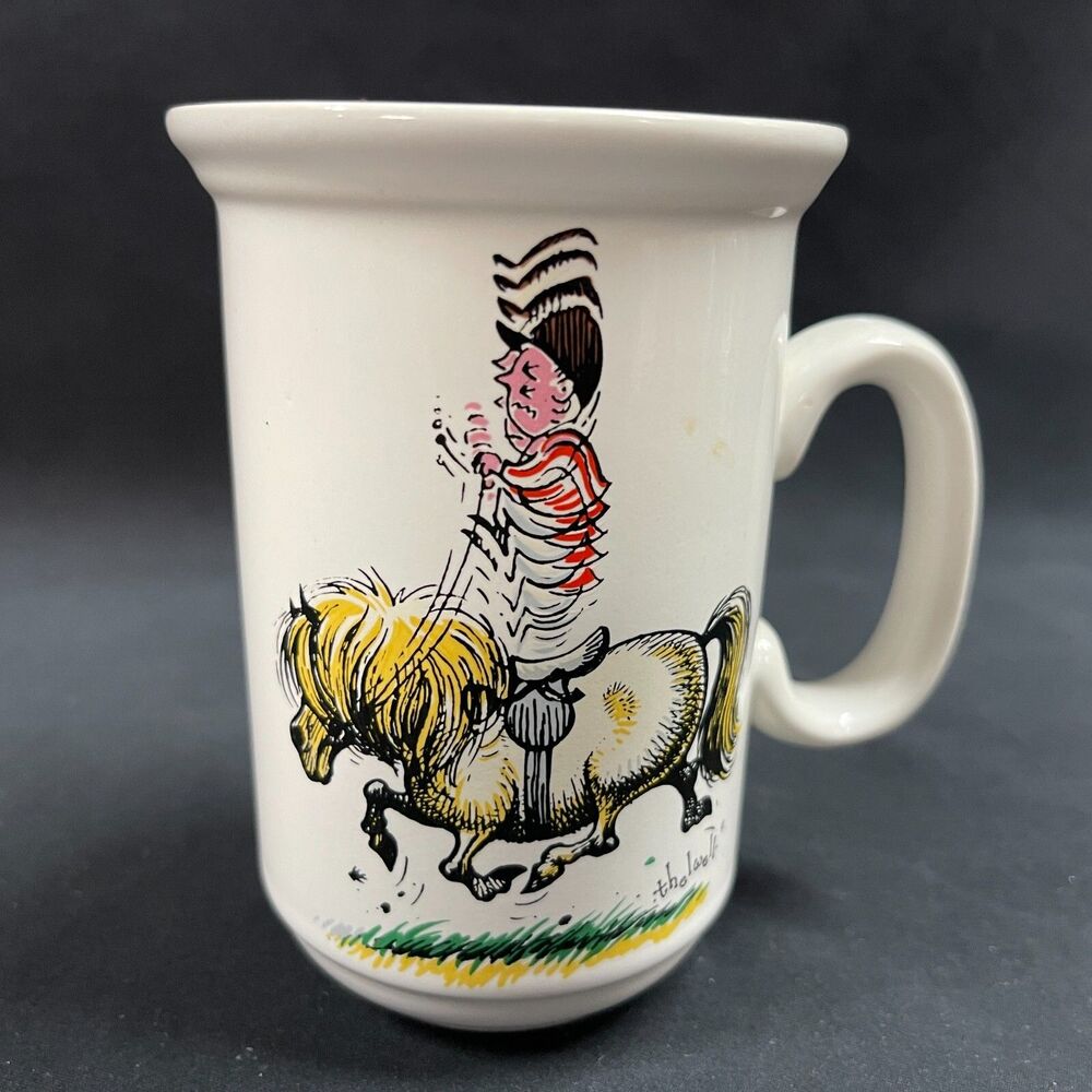 Harrods Norman Thelwell Mug Coffee Tea 1967 4 1/2" Tall